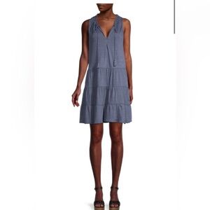 Max Studio light blue, sleeveless, tiered mini dress | Size L